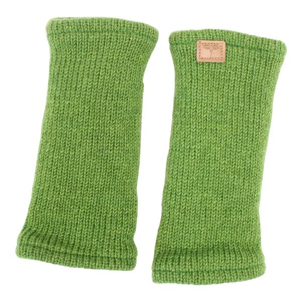 GRÜNE PULSWÄRMER STULPEN HANGESTRICKT 100% SCHAFSWOLLE ohne Daumen