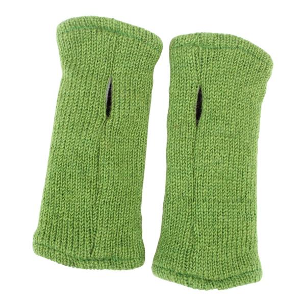 GRÜNE PULSWÄRMER STULPEN HANGESTRICKT 100% SCHAFSWOLLE ohne Daumen