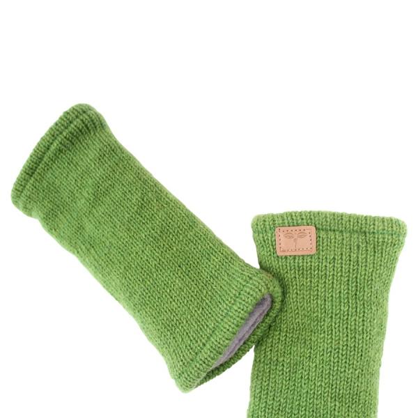 GRÜNE PULSWÄRMER STULPEN HANGESTRICKT 100% SCHAFSWOLLE ohne Daumen