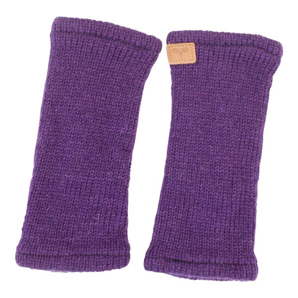 LILA PULSWÄRMER STULPEN HANGESTRICKT 100% SCHAFSWOLLE ohne Daumen