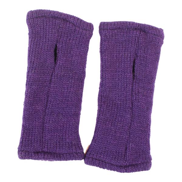 LILA PULSWÄRMER STULPEN HANGESTRICKT 100% SCHAFSWOLLE ohne Daumen