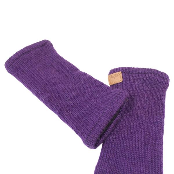 LILA PULSWÄRMER STULPEN HANGESTRICKT 100% SCHAFSWOLLE ohne Daumen