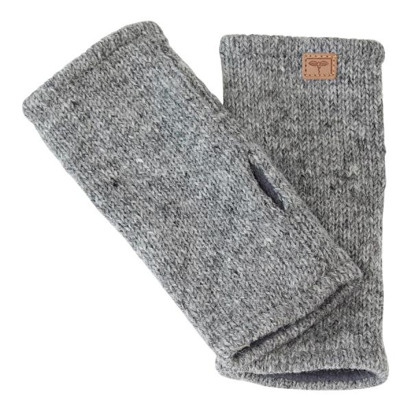 Mittelgraue Pulswärmer handgestrickt 100% Schafswolle ohne Daumen