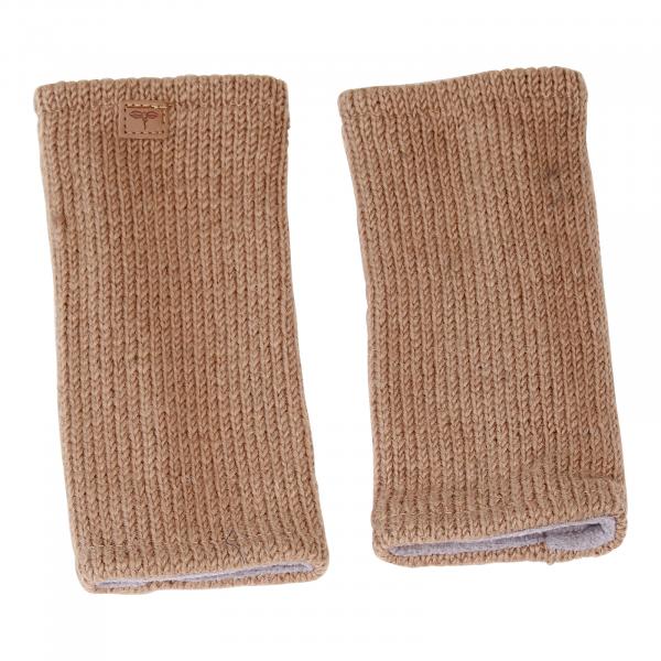 Ockerfarbene Pulswärmer handgestrickt 100% Schafswolle ohne Daumen