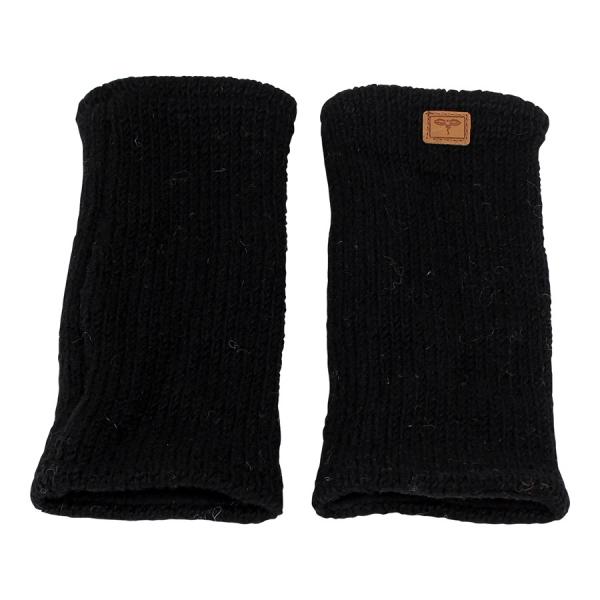 SCHWARZE PULSWÄRMER STULPEN HANGESTRICKT 100% SCHAFSWOLLE ohne Daumen