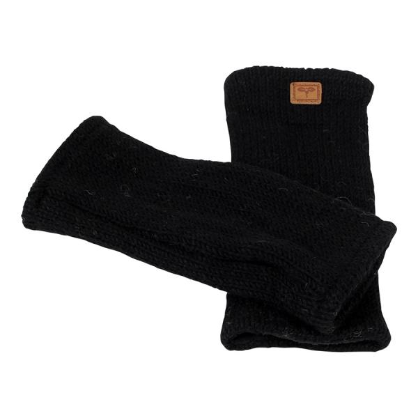 SCHWARZE PULSWÄRMER STULPEN HANGESTRICKT 100% SCHAFSWOLLE ohne Daumen