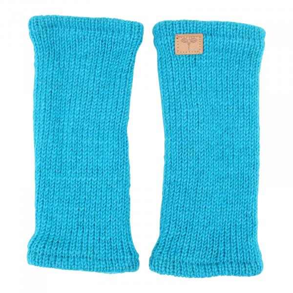 TÜRKIS PULSWÄRMER STULPEN HANGESTRICKT 100% SCHAFSWOLLE ohne Daumen