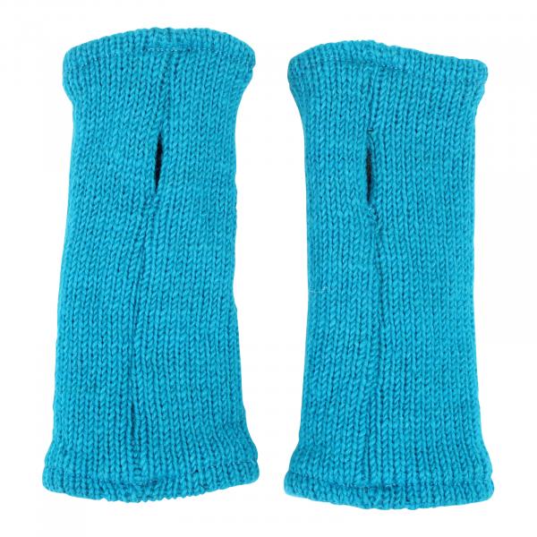 TÜRKIS PULSWÄRMER STULPEN HANGESTRICKT 100% SCHAFSWOLLE ohne Daumen