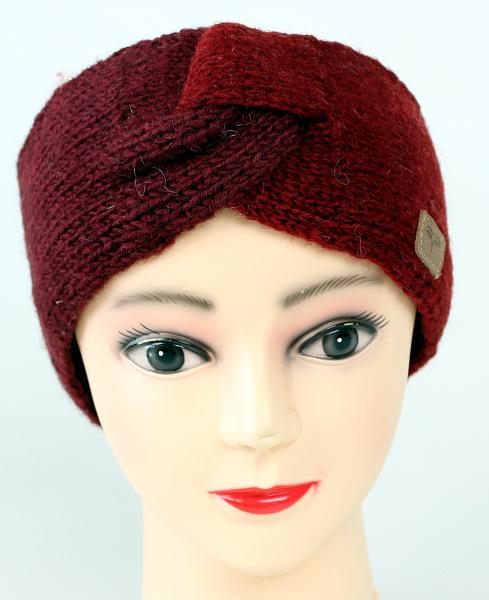 ROTES STIRNBAND  FEINGESTRICKT 100% WOLLE MIT FLEECE GEFÜTTERT HANDARBEIT NEPAL
