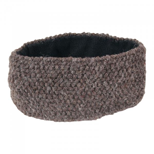BRAUNES STIRNBAND MODEL 2 100% WOLLE MIT FLEECE GEFÜTTERT HANDARBEIT NEPAL