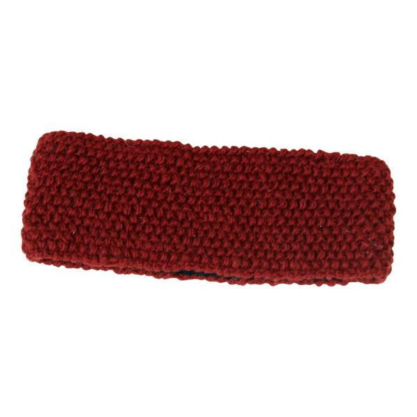 DUNKELROTES STIRNBAND MODEL 2 100% WOLLE MIT FLEECE GEFÜTTERT HANDARBEIT NEPAL
