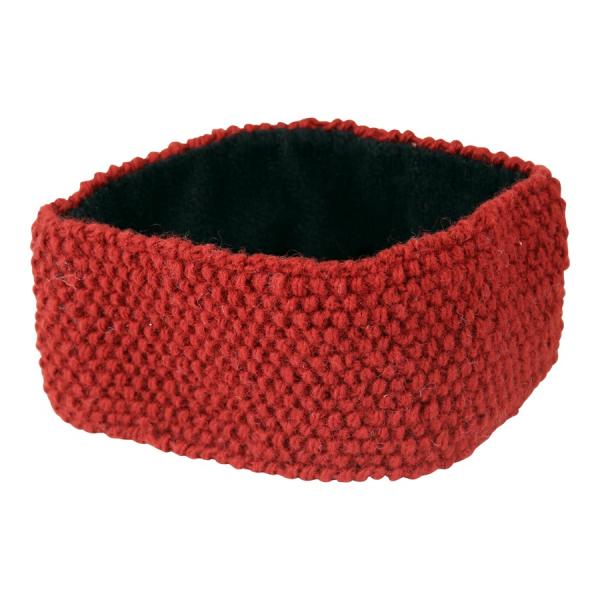DUNKELROTES STIRNBAND MODEL 2 100% WOLLE MIT FLEECE GEFÜTTERT HANDARBEIT NEPAL