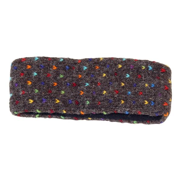 Braunes bunt gemustertes Stirnband 100% Wolle mit Fleece gefüttert Handarbeit Nepal