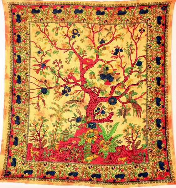 ORANGENER TREE OF LIFE / LEBENSBAUM  ÜBERWURF  200CM X 225CM
