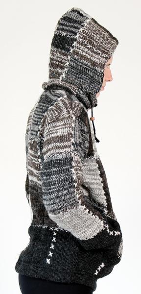 GRÖßE M PATCHWORK WOLLJACKE 100% SCHAFSWOLLE HANDARBEIT AUS NEPAL