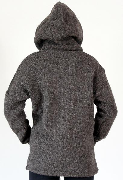 GRÖßE M BRAUNE WOLLJACKE 100% SCHAFSWOLLE HANDARBEIT AUS NEPAL