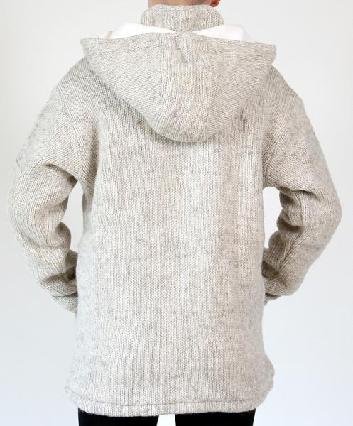 GRÖßE M NATURFARBENE WOLLJACKE 100% SCHAFSWOLLE HANDARBEIT AUS NEPAL
