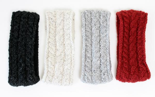 ROTES STIRNBAND MODEL 3 100% WOLLE MIT FLEECE GEFÜTTERT HANDARBEIT NEPAL