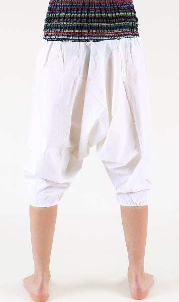 KURZE WEIßE ALADINHOSE MIT BREITEM BUND