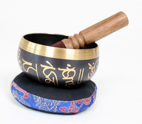 Set gegossene mit Buddha verzierte Klangschale 347 Gramm Ton E Meditation Yoga