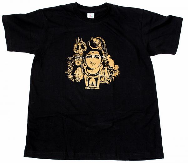 SCHWARZES SHIVA T-SHIRT GRÖßE M AUS 100% BAUMWOLLE  NEPAL HANDBEDRUCKT