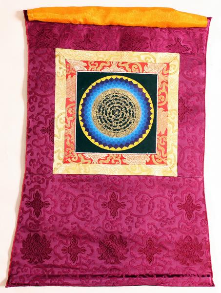 Om Mandala Thangka im Brokatrahmen handgemalt Nepal Buddhismus Nr.31 Meditation