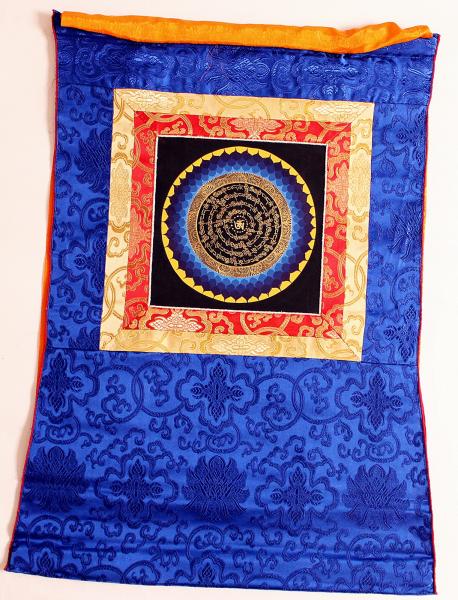 Om Mandala Thangka im Brokatrahmen handgemalt Nepal Buddhismus Nr.32 Meditation