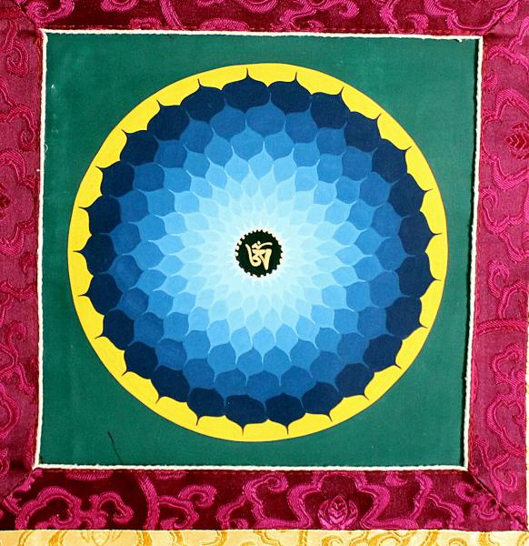 Om Mandala Thangka im Brokatrahmen handgemalt Nepal Buddhismus Nr.33 Meditation