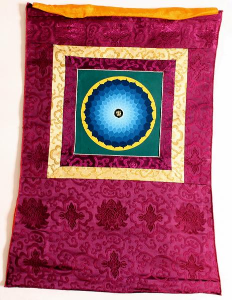Om Mandala Thangka im Brokatrahmen handgemalt Nepal Buddhismus Nr.33 Meditation