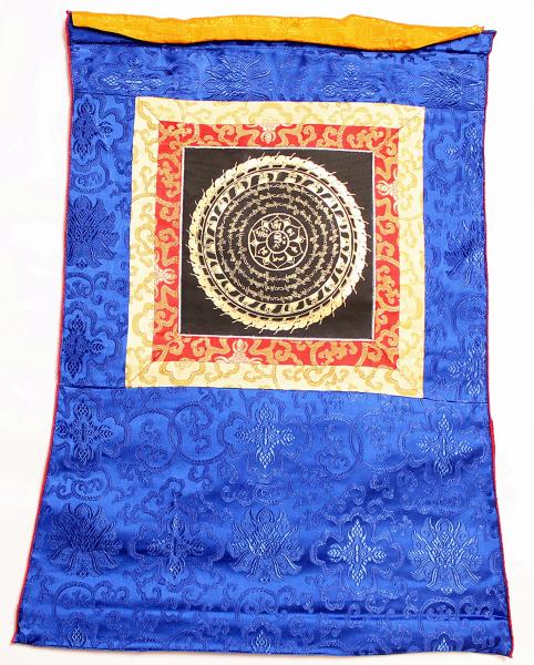 Om Mandala Thangka im Brokatrahmen handgemalt Nepal Buddhismus Nr.34 Meditation