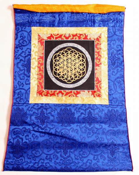 Om Mandala Thangka im Brokatrahmen handgemalt Nepal Buddhismus Nr.36 Meditation