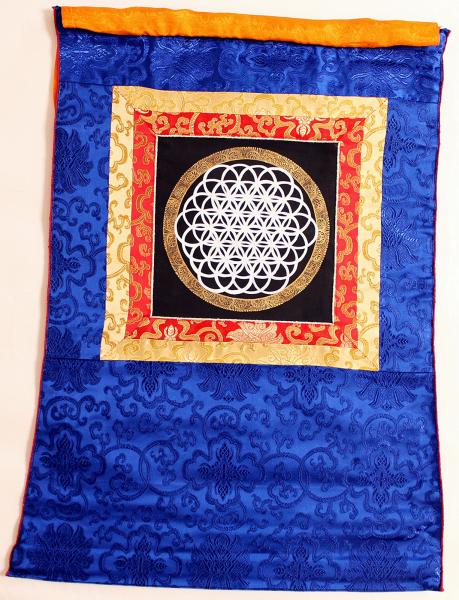 Om Mandala Thangka im Brokatrahmen handgemalt Nepal Buddhismus Nr.37 Meditation
