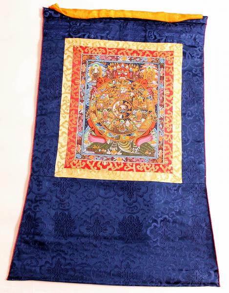 Wheel of lifeThangka im Brokatrahmen handgemalt Nepal Buddhismus Nr.38