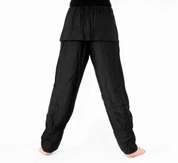 Feine schwarze Yogahose Einheitsgröße Handarbeit Hatha Kundalini