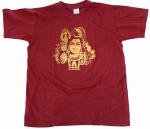 ROTES SHIVA T-SHIRT GRÖßE XL AUS 100% BAUMWOLLE  NEPAL HANDBEDRUCKT